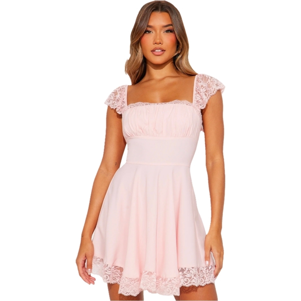 Fashion Nova Pink Lace Mini Dress